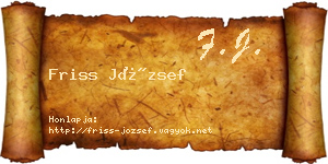 Friss József névjegykártya