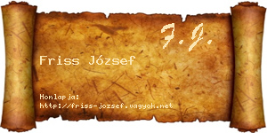 Friss József névjegykártya